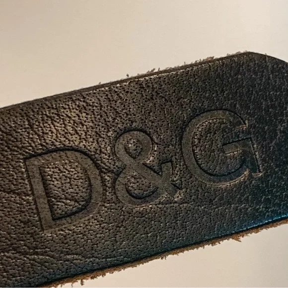 Dolce & Gabbana Black Leather Studded DG Belt With Buckle Size 38-40 Quality